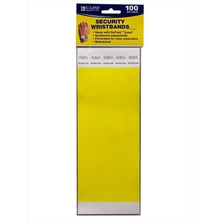 C-Line Products C-Line Products 89106BNDL2PK DuPont Tyvek Security Wristbands Yellow 100-PK - Set of 2 PK 89106BNDL2PK